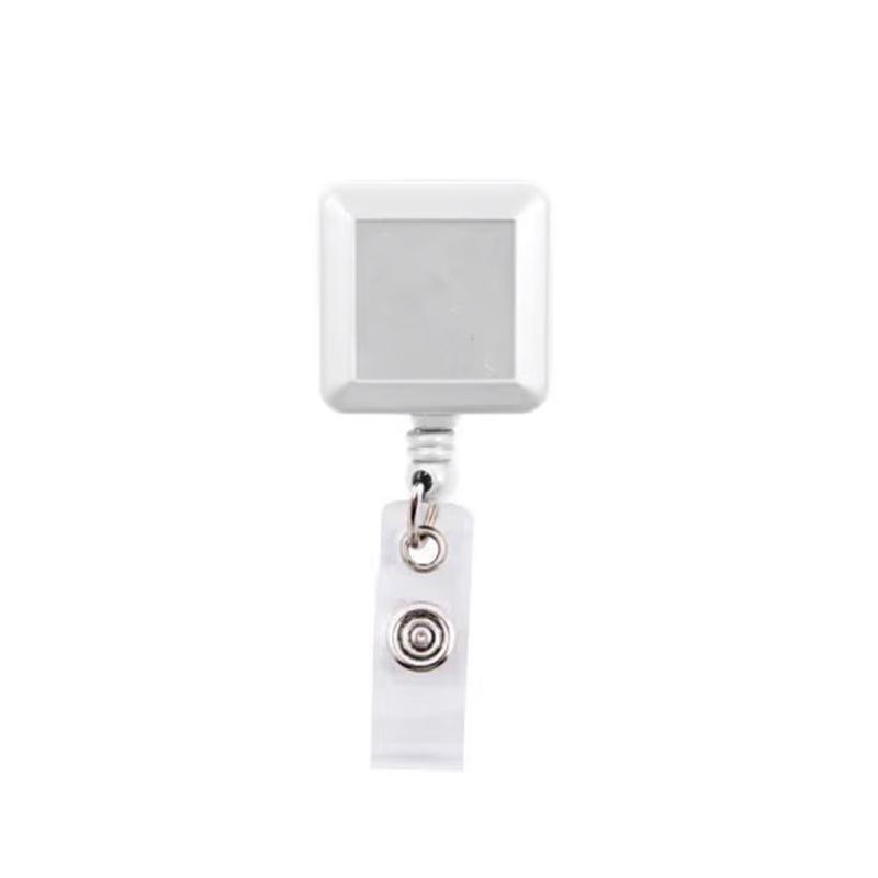 White Plastic Square Reel Badge